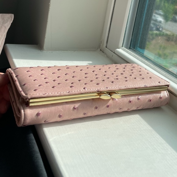 Pink Ostrich-Embossed Wallet - Picture 2 of 9